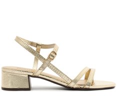 Sandália Salto Bloco Ivory Dourada