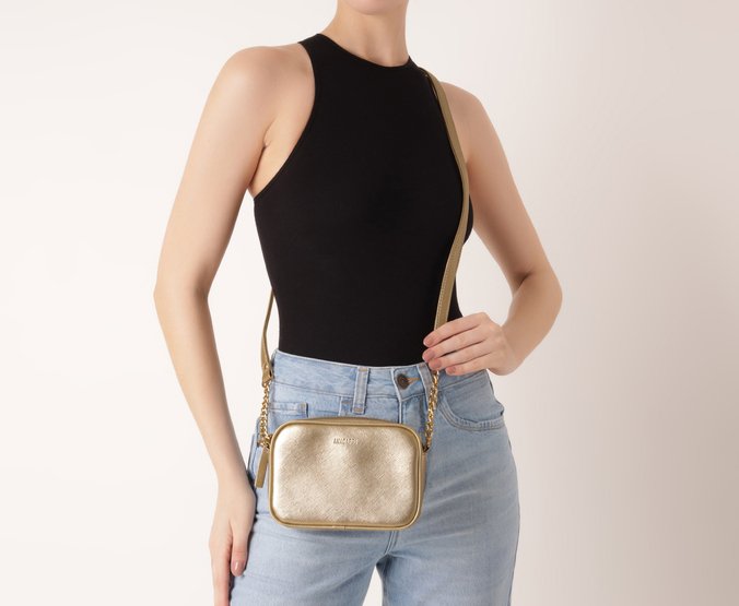 Bolsa Tiracolo Pequena Essencial Dourada