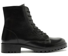 Bota Coturno Couro Preta