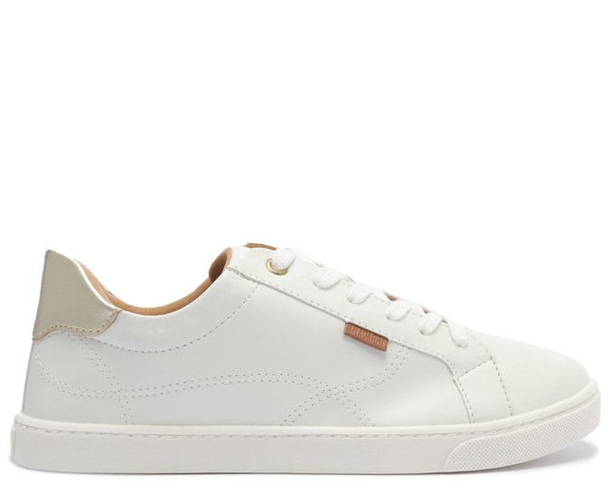 Tênis Casual Branco E Dourado