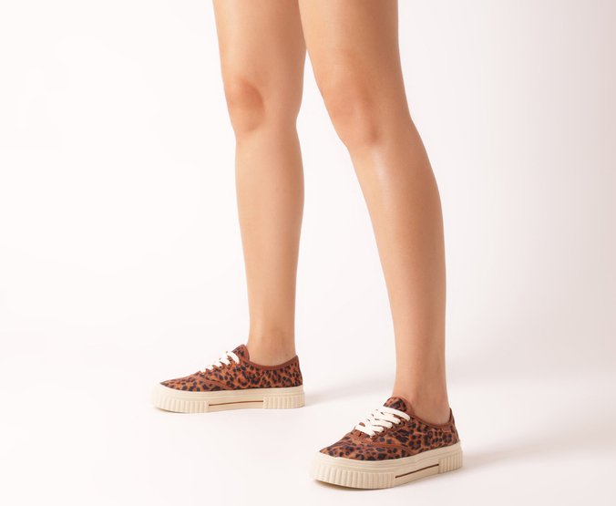 Tênis Sola Alta Pop Up Animal Print