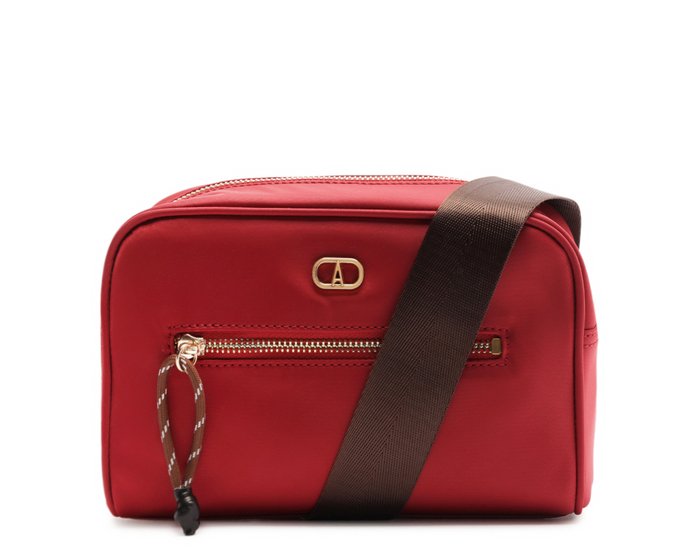 Bolsa Tiracolo Média Nylon Alça Fita Vermelha