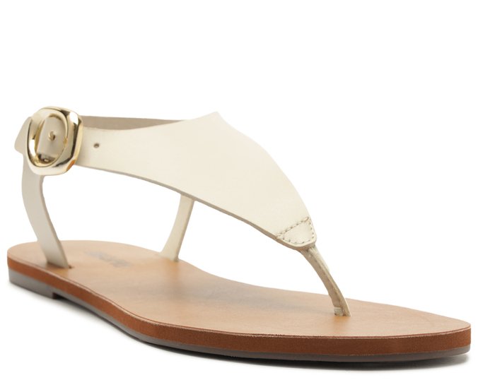 Sandália Rasteira Fivela Metal Branca
