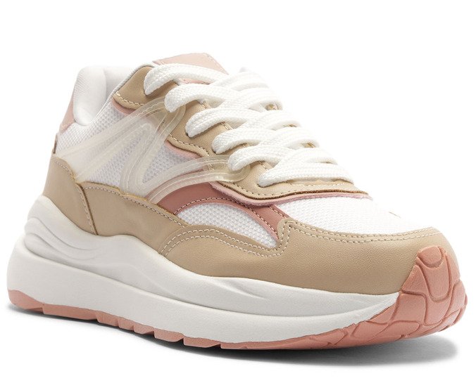 Tênis Esportivo Sola Alta Branco e Rosa