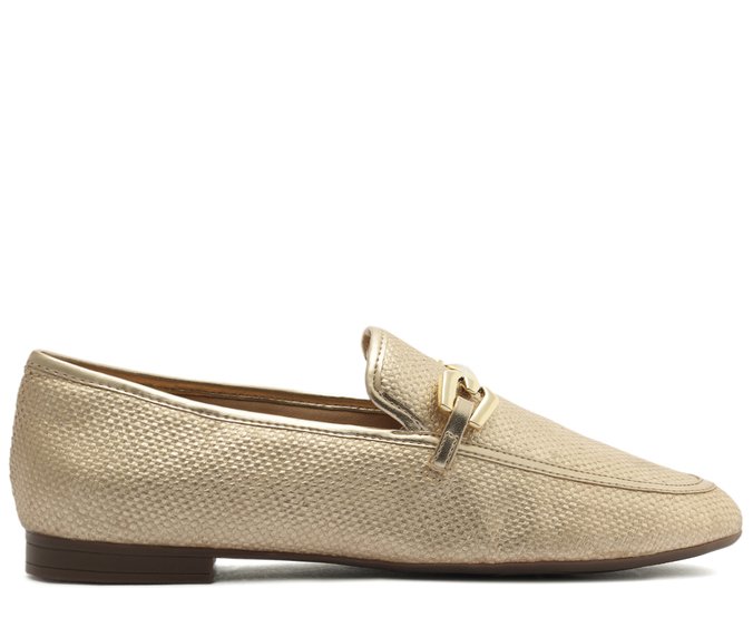 Mocassim Bridão Quadrículado Palha Dourado