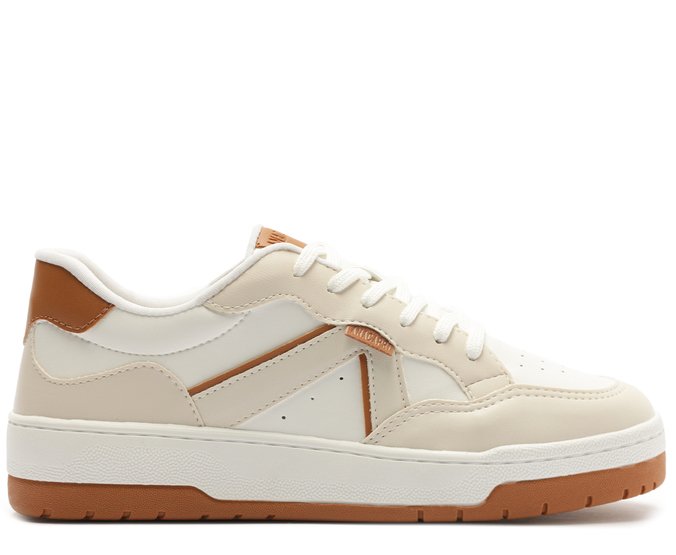 kei‼️ Tênis Recortes Kei Branco E Marrom Canela | Anacapri