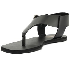 Rasteira Slim Fivela Couro Preta