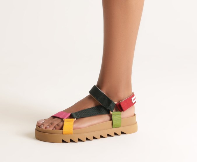 Sandália Papete Multicolor e Marrom Guaraná