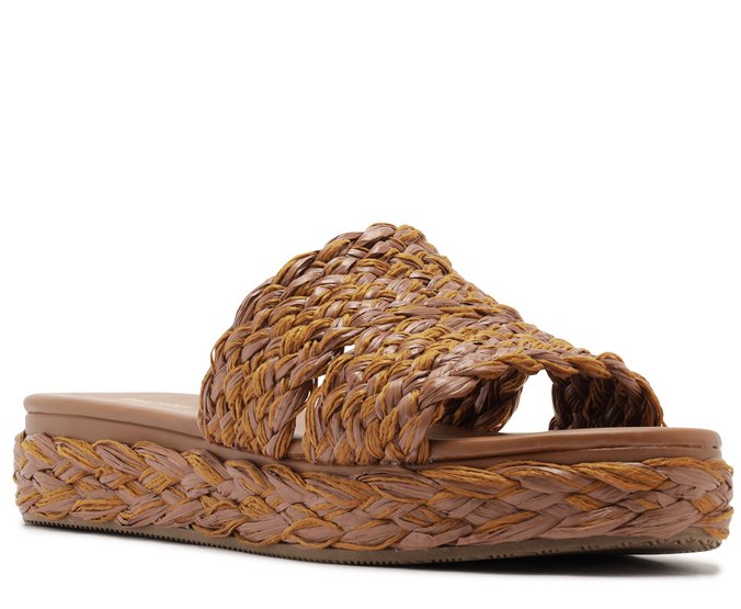 Tamanco Fibras Naturais Trançado Marrom