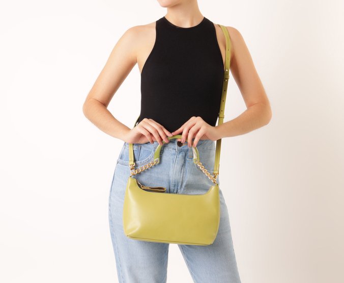 Bolsa Tiracolo Média Alça Acrílica Marmorizada Verde
