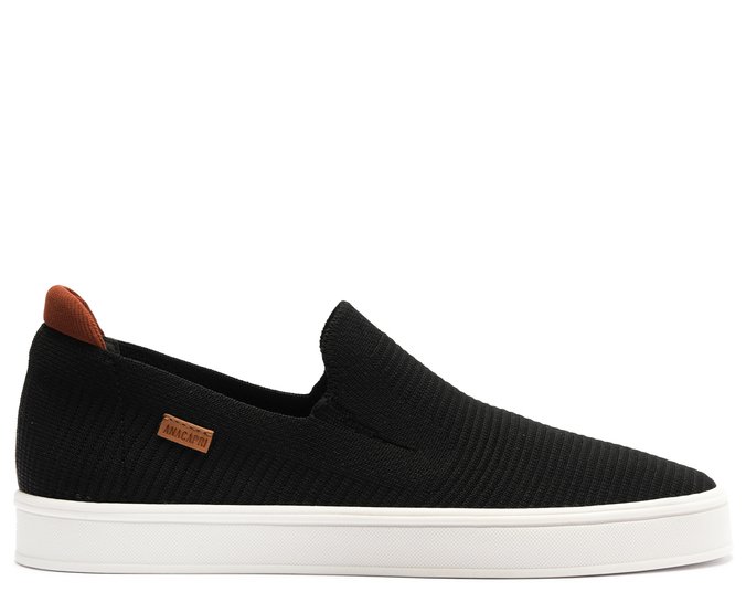 Tênis Slip On Knit Riscado Preto