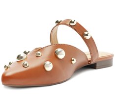 Mule Maxi Tachas Com Tira Marrom
