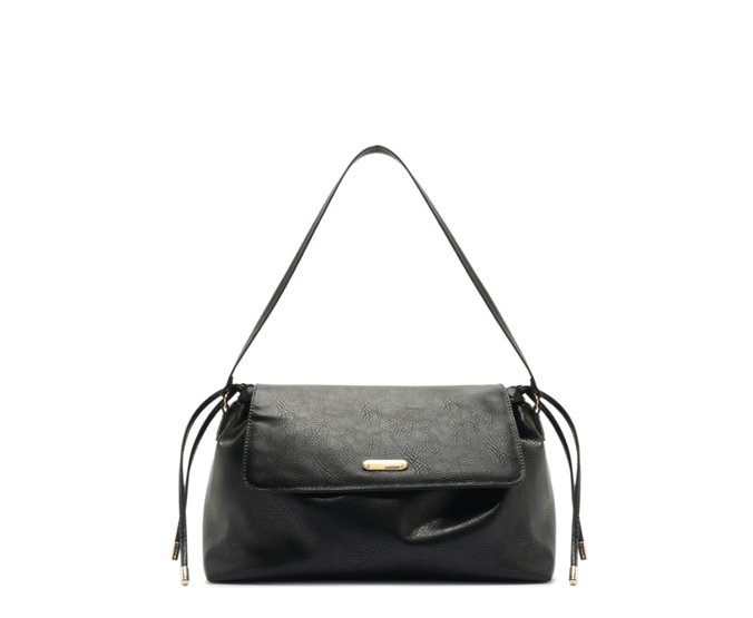 Bolsa Hobo Média com Tampa Preta