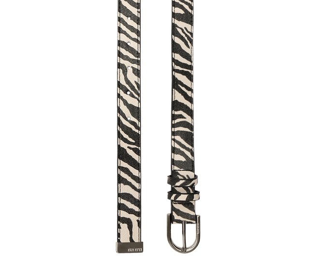 Cinto Fino Fivela Metálica Valentina Animal Print Zebra