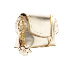 Bolsa Tiracolo Pequena Chaveiro Flor Dourada