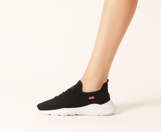 Tênis Sporty Knit Sola Estruturada Preto