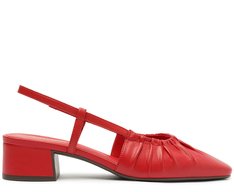 Sapatilha Slingback Salto Bloco Stretch Vermelha