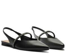 Sapatilha Slingback Tira Glam Preta