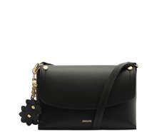 Bolsa Tiracolo Pequena Chaveiro Flor Preta