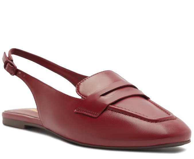 Sapatilha Slingback Loafer Marrom Vermelho