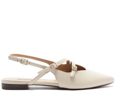 Sapatilha Slingback Bico Fino Duas Tiras Bege