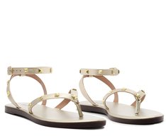 Sandália Rasteira Tachas Like Dourada