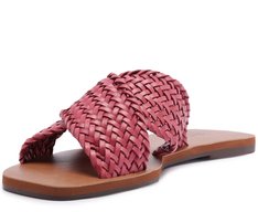 Rasteira Tiras Cruzadas Tressê Rosa