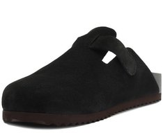 Mule Clog Acamurçada Couro Preta