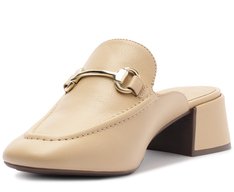 Mule Salto Bloco Loafer Bege