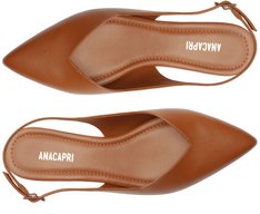 Sapatilha Slingback Salto Bloco Corte Triangular Marrom