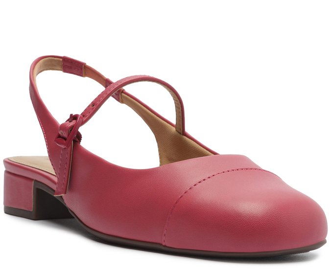 Scarpin Slingback Salto Bloco Rosa