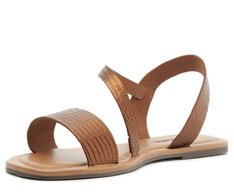 Rasteira Tiras Atanadas Couro Bronze