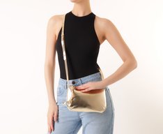 Bolsa Tiracolo Pequena Cordão Entrelaçado Dourada