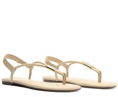 Rasteira Slim Metal Comfy Bege