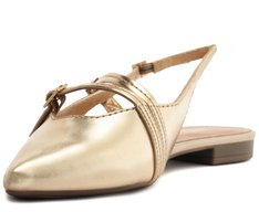 Sapatilha Slingback Salto Bloco Tiras Dourada