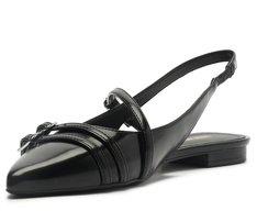 Sapatilha Slingback Fivela Dupla Preta