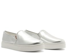Tênis Slip On Sola Alta Liso Prata