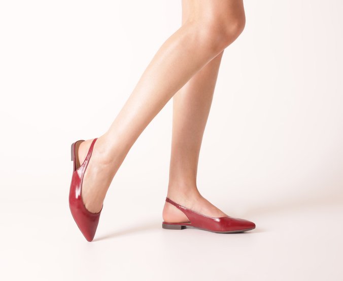 Sapatilha Slingback Bico Fino Vermelho