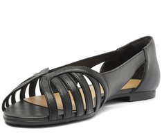 Sapatilha Peep Toe Recortes Vazados Preta
