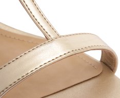 Sandália Salto Bloco Tiras Minimalistas Dourada
