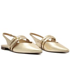 Sapatilha Slingback Tira Dupla Dourada