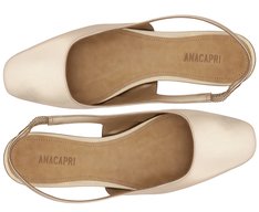 Sapatilha Salto Bloco Slingback Ponta Quadrada Dourada