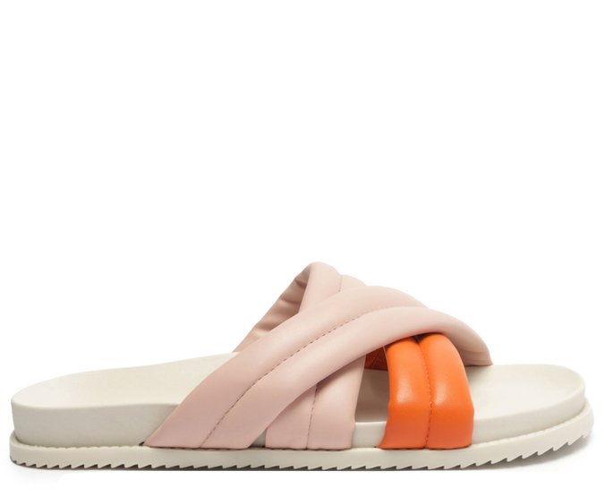 Papete Tiras Cruzadas Puffer Laranja