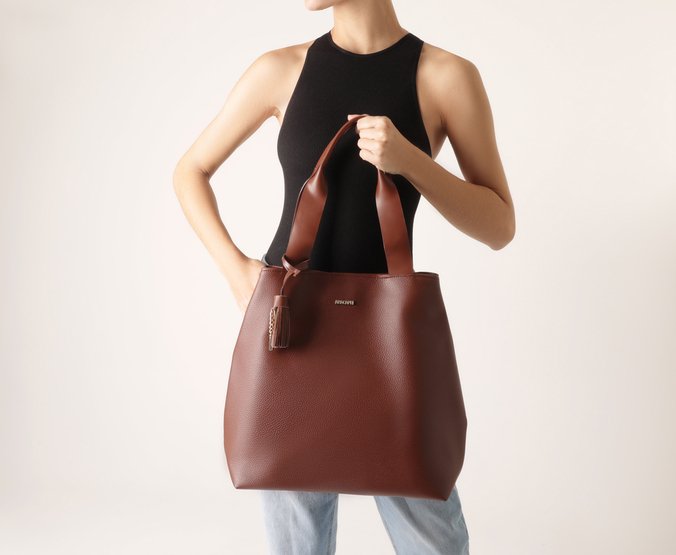 Bolsa Shopping Grande Maxi Barbicacho Marrom