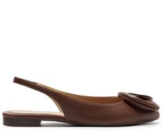 Sapatilha Slingback Bico Fino Flor Marrom