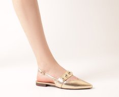 Sapatilha Slingback Maxi Tachas Dourada