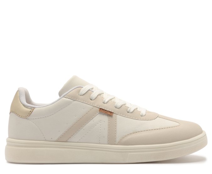 Tênis Pontilhado Lateral Branco Detalhe Dourado