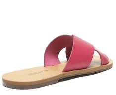 Rasteira Tiras Cruzadas Couro Rosa