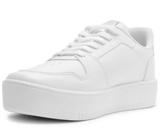 Tênis de Amarrar Branco e Prata Listras Glam