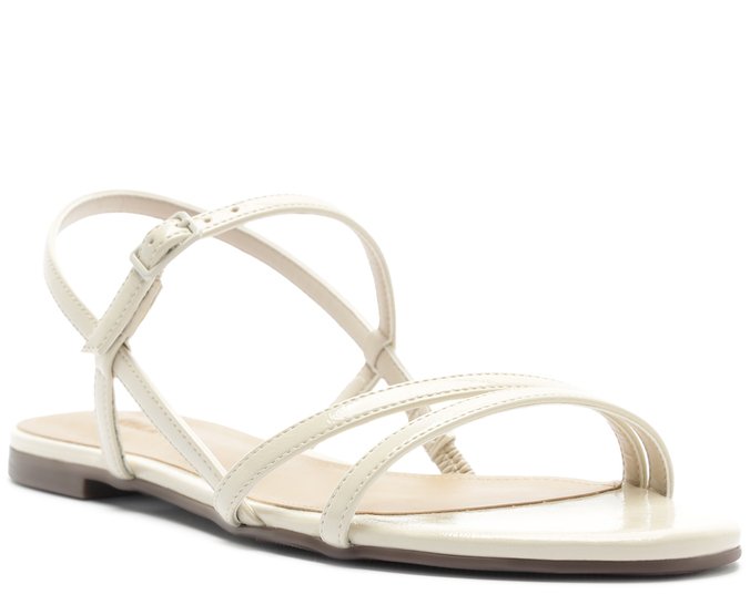 Sandália Rasteira Slingback Multitiras Branca